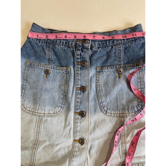 Vtg Y2K Union Bay Womens Button Up‎ Denim Mini Skirt Size 3 Twee Coquette Ombre - Picture 7 of 11